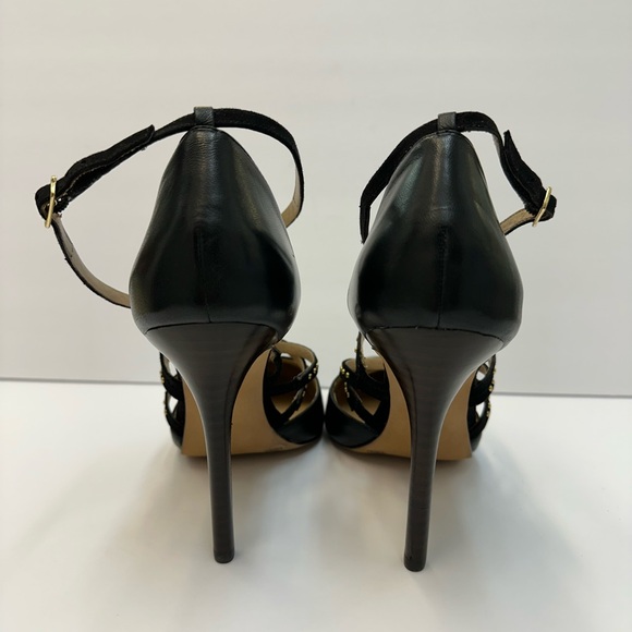 Julianne Hough for SoleSociety Black Strappy Heels with Gold Accents - Picture 2 of 7